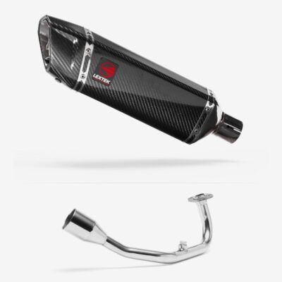 Lextek Stainless Steel SP9C Gloss Carbon Fibre Exhaust System 300mm for Lexmoto Diablo 125 / SRT125
